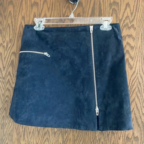 Navy Suede‎ Leather Skirt 28 - Picture 1 of 5